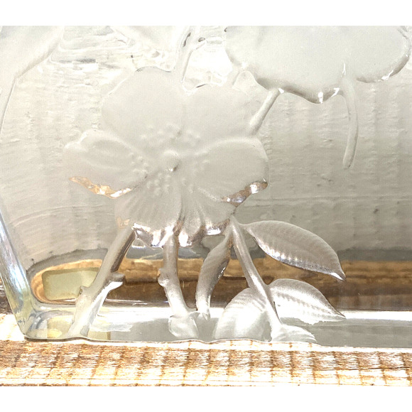 Vintage Kosta Crystal Collection Embossed Dogwood Flowers Art Glass Jackie Lynd - Picture 8 of 12